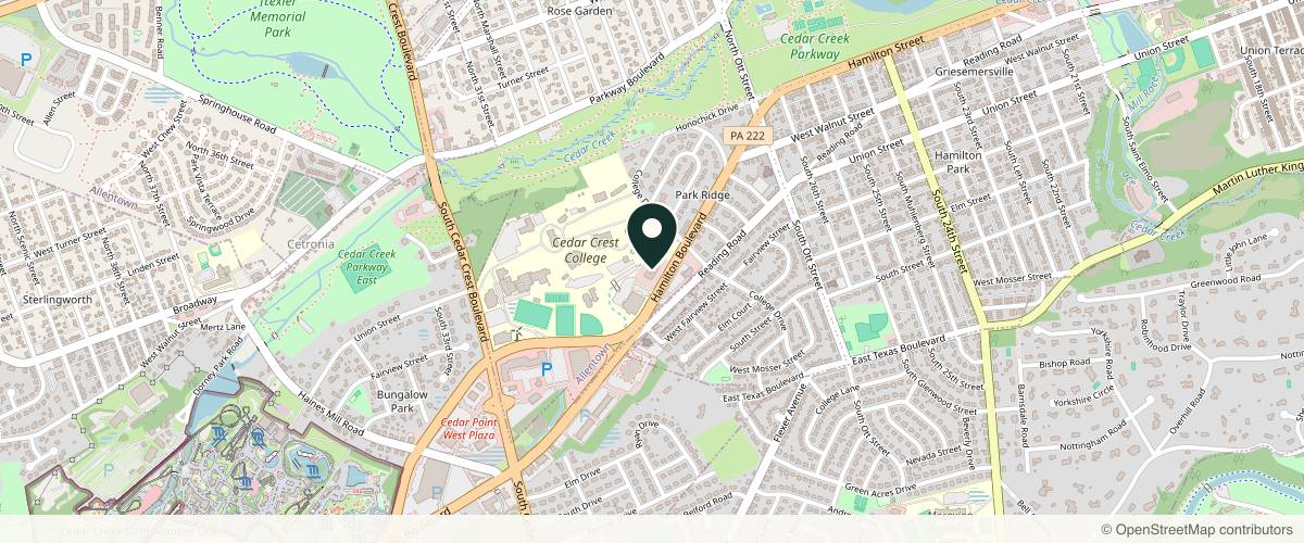 Map showing Dedicated Dermatology in Allentown, Pennsylvania