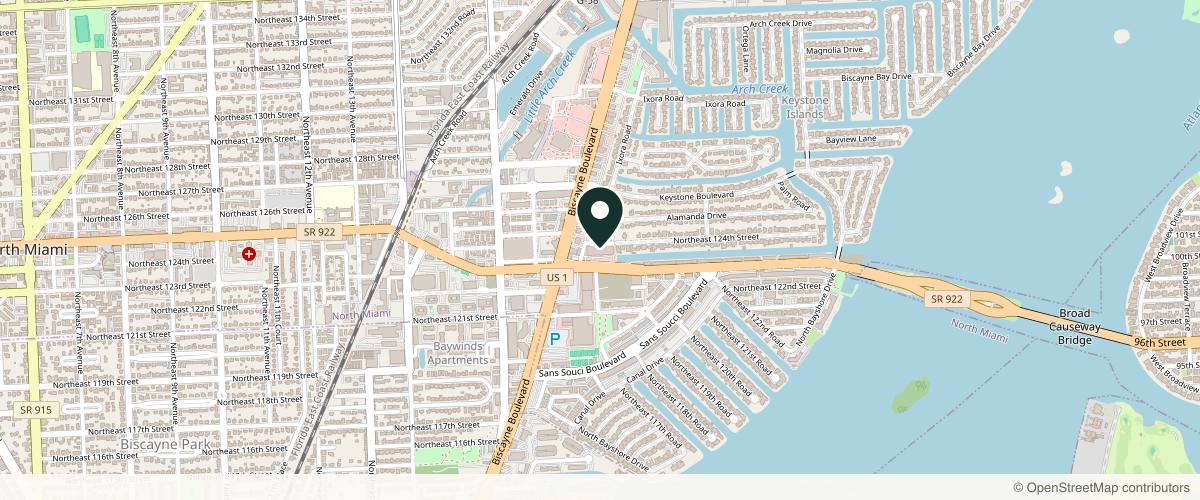 Map showing Del Campo Dermatology & Laser Institute in Miami, Florida