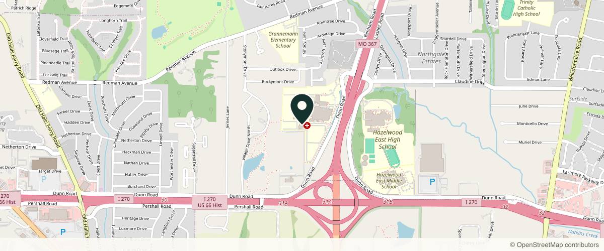 Map showing Deluxe Dermatology - Christian Hospital in St. Louis, Missouri