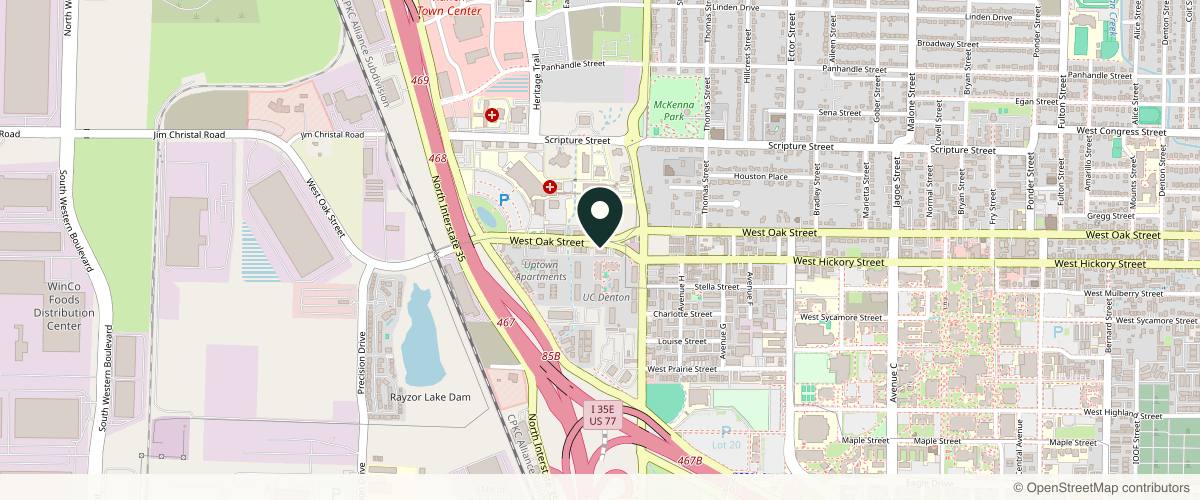 Map showing Denton Hand & Orthopedics in Denton, Texas