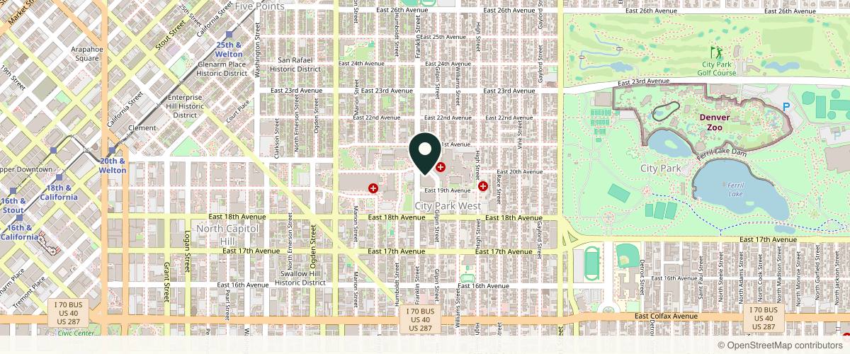 Map showing Denver Dermatology Center in Denver, Colorado