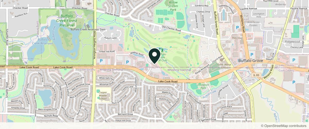 Map showing Derick Dermatology - Buffalo Grove in Schaumburg, Illinois