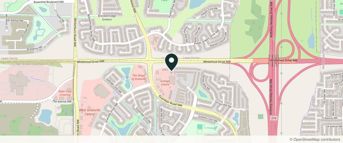 Map showing Dermapure West Edmonton (Formerly RevitalizeMD) in Edmonton, Alberta