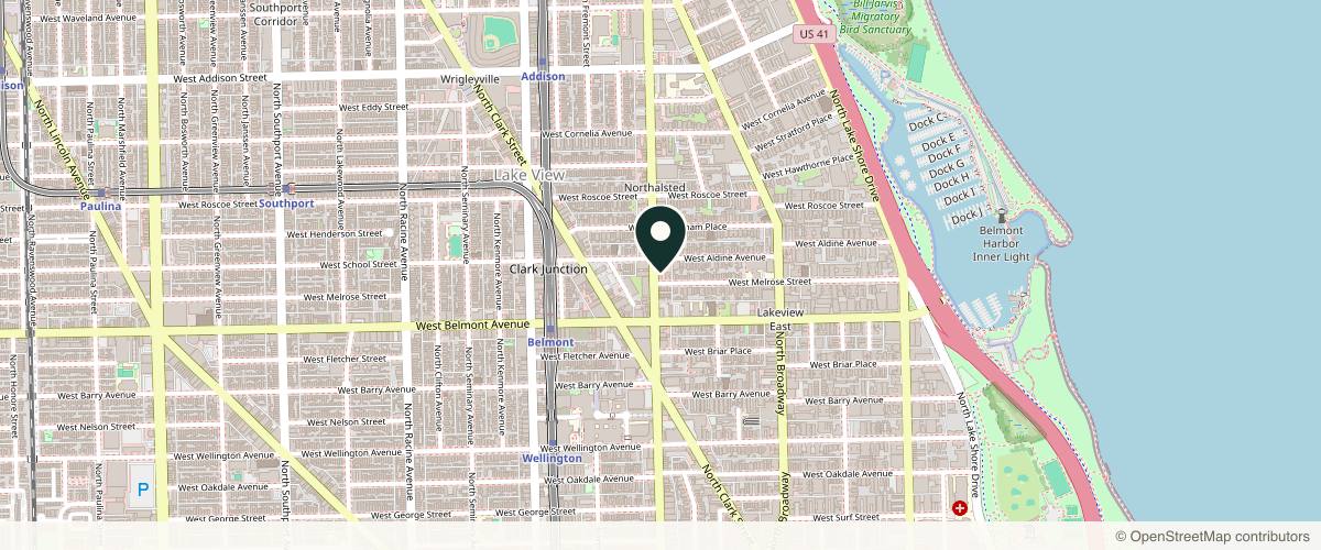 Map showing Dermatology + Aesthetics - Lakeview in Chicago, Illinois