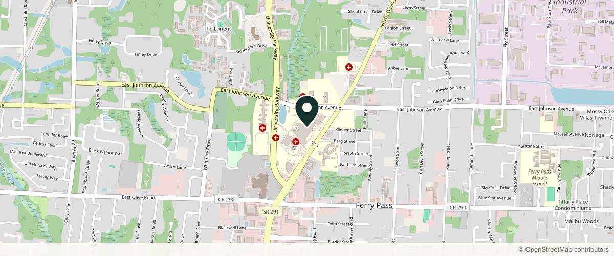 Map showing Dermatology & Laser Center at Medical Center Clinic in Pensacola, Florida