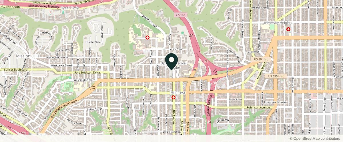 Map showing Dermatology & Laser Center of San Diego in San Diego, California