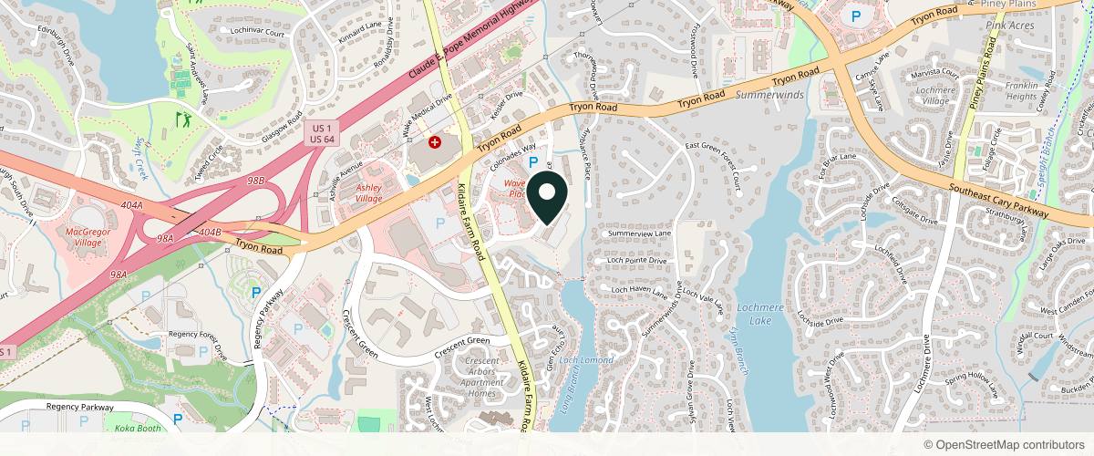 Map showing Dermatology and Skin Surgery Center Cary | Raleigh in Raleigh, North Carolina