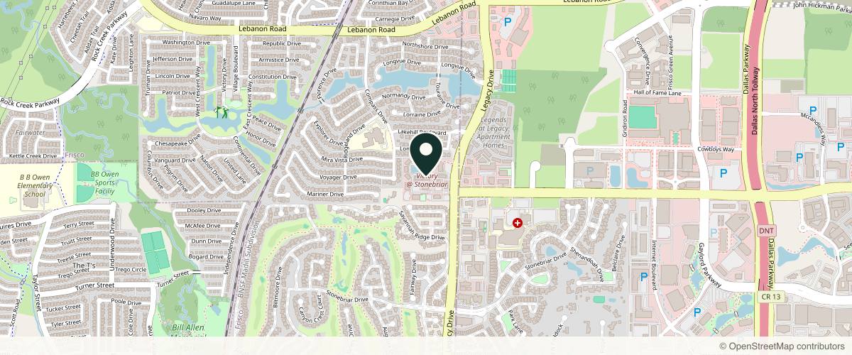 Map showing Dermatology & Skin Surgery Institute of North Texas in Frisco, Texas