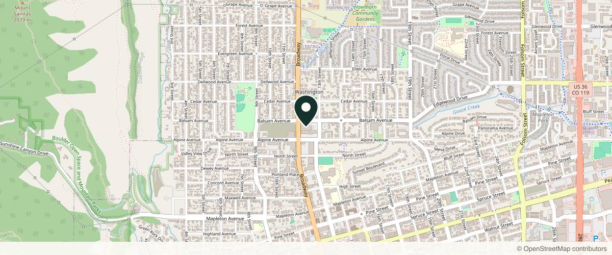 Map showing Dermatology - Boulder | Boulder Medical Center in Boulder, Colorado