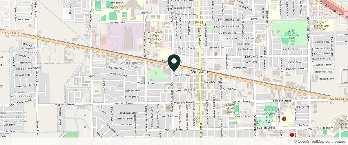 Map showing Dermatology Clinic of Weslaco - Oasis Dermatology Group PLLC in McAllen, Texas