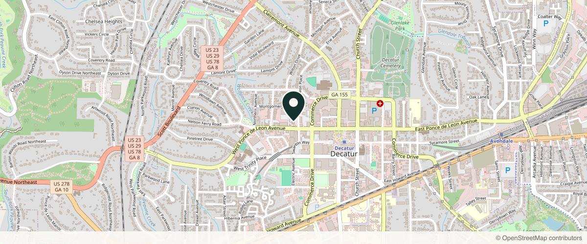 Map showing Dermatology Consultants Decatur, GA in Atlanta, Georgia