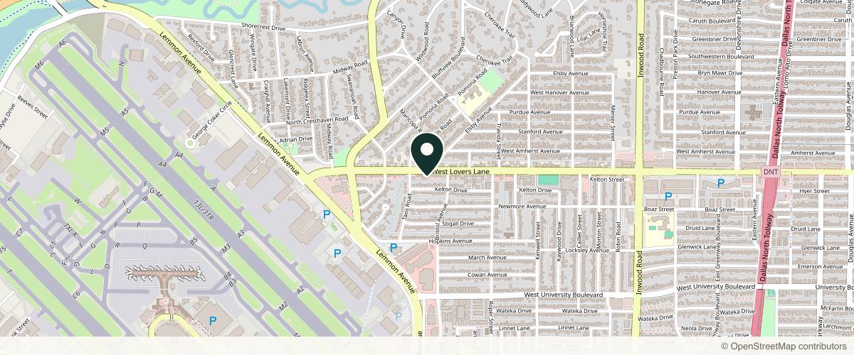 Map showing Dermatology Office of Dr. Ellen Turner in Dallas, Texas