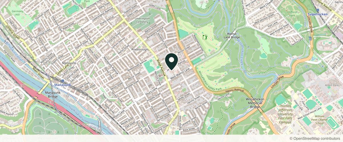 Map showing Dermatology Partners - Roxborough in Philadelphia, Pennsylvania