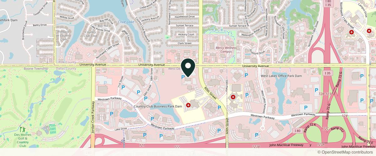 Map showing Dermatology P.C. in Des Moines, Iowa