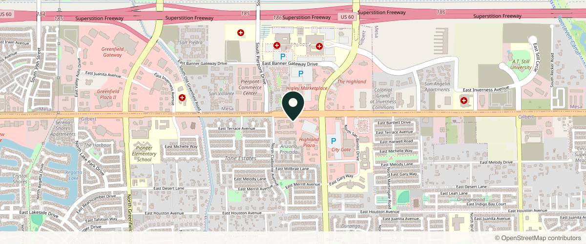Map showing Dermatology Solutions in Gilbert, Arizona