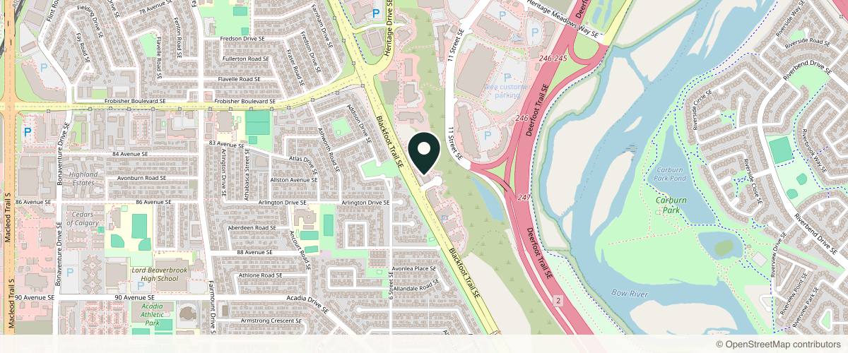 Map showing Dermphi Centre™ in Calgary, Alberta