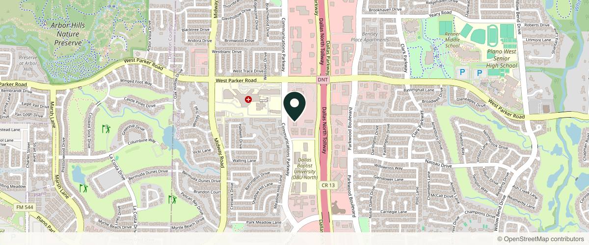 Map showing Derrick Plastic Surgery in Plano, Texas