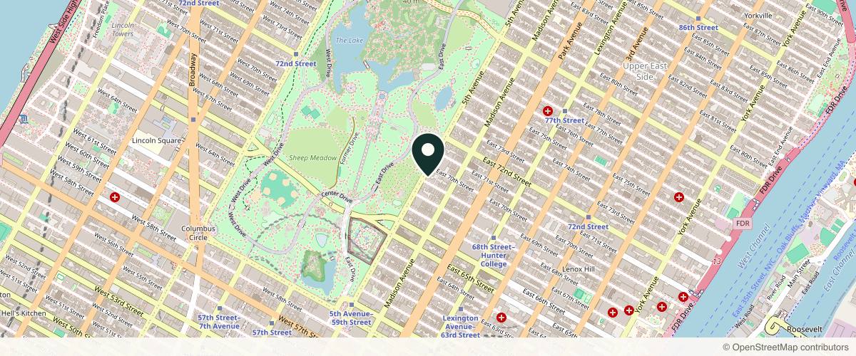 Map showing Dilip D. Madnani, MD, FACS in New York, New York