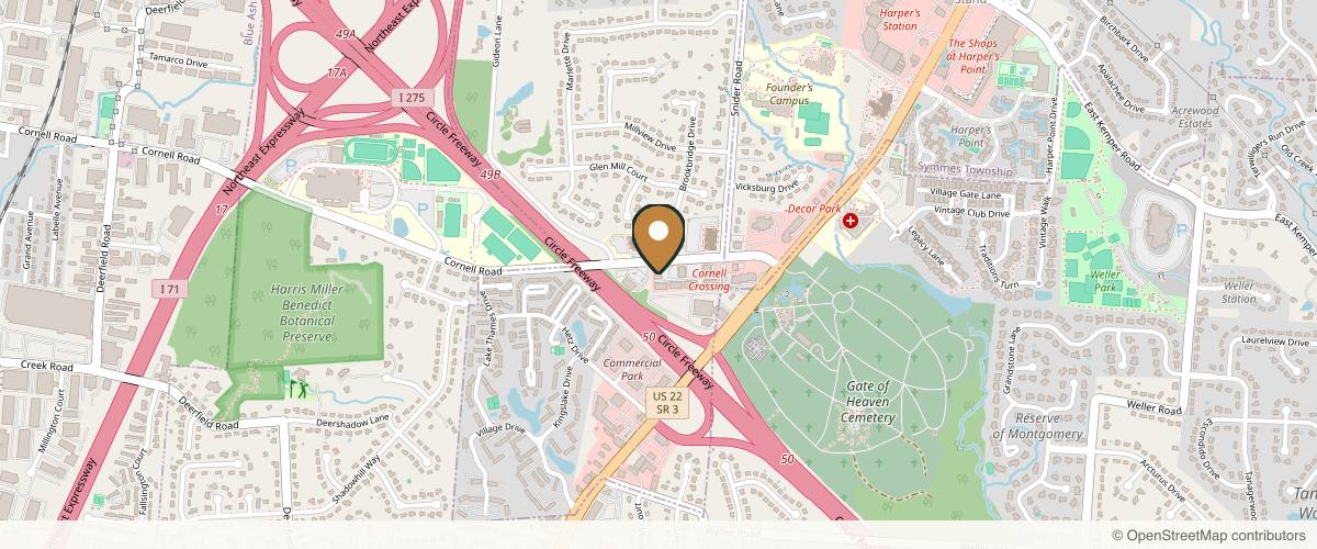 Map showing Donna Krummen, M.D., Plastic & Reconstructive Surgery in Cincinnati, Ohio