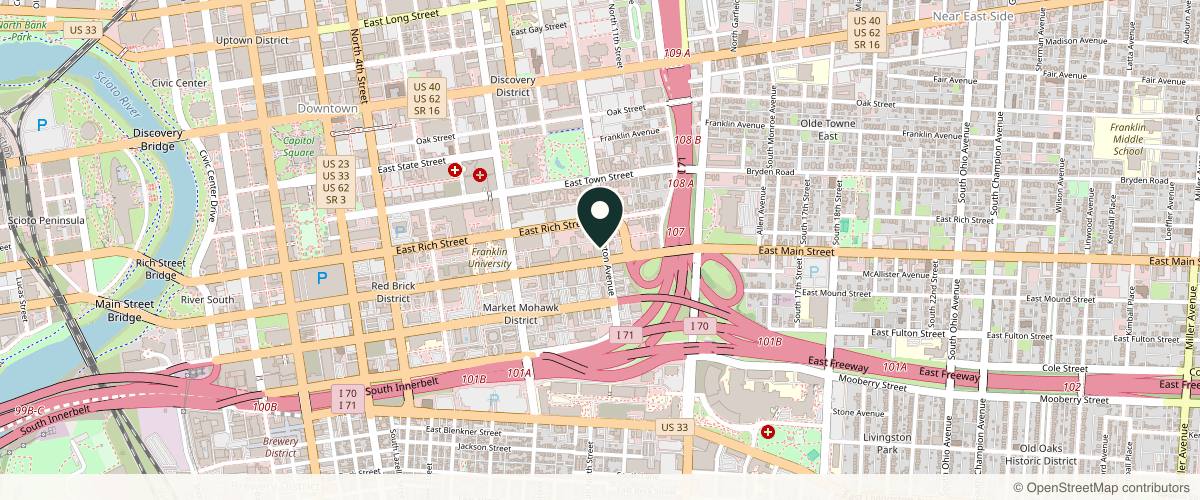 Map showing Downtown Dermatology in Columbus, Ohio