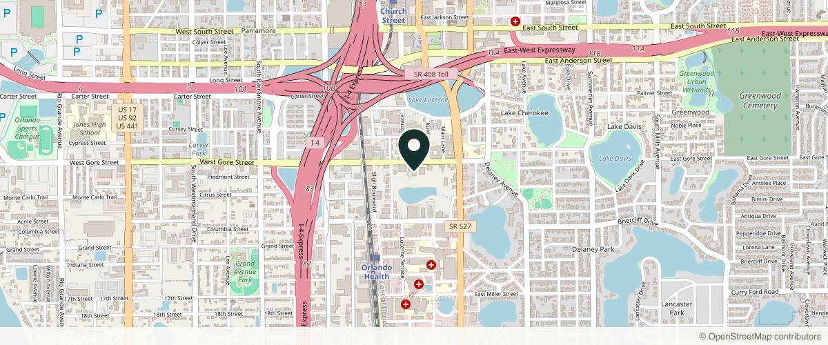 Map showing Downtown Dermatology in Orlando, Florida