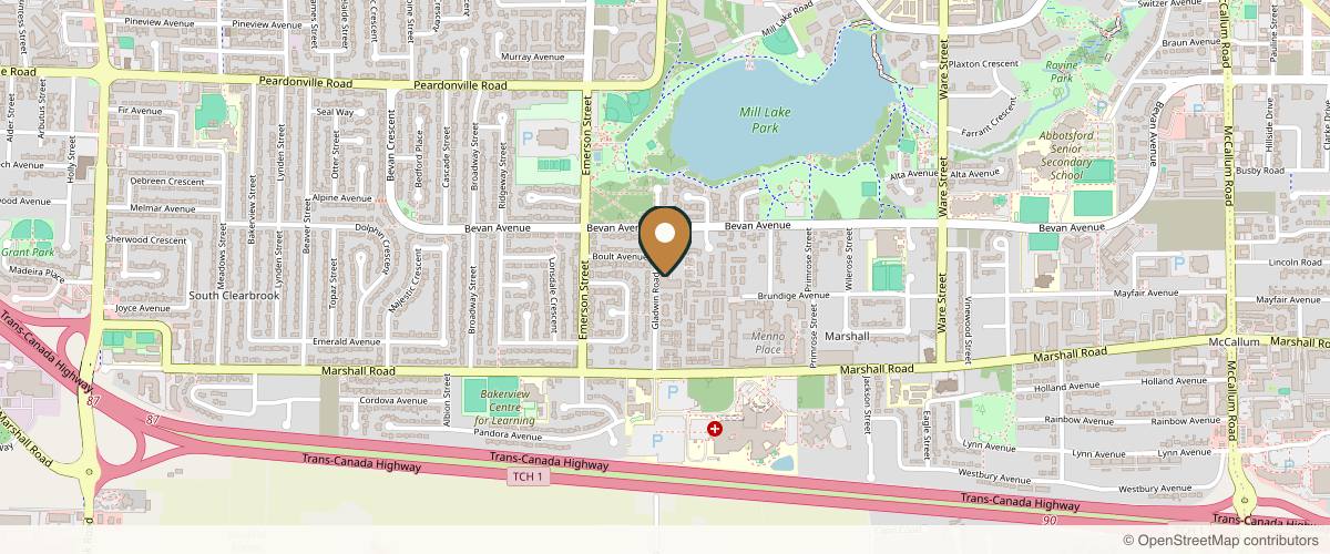 Map showing Dr Aaron Brown in Abbotsford, British Columbia