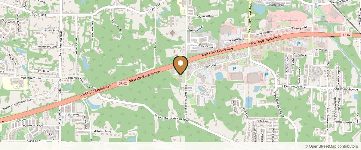 Map showing Dr. Aaron Mull in Evansville, Indiana