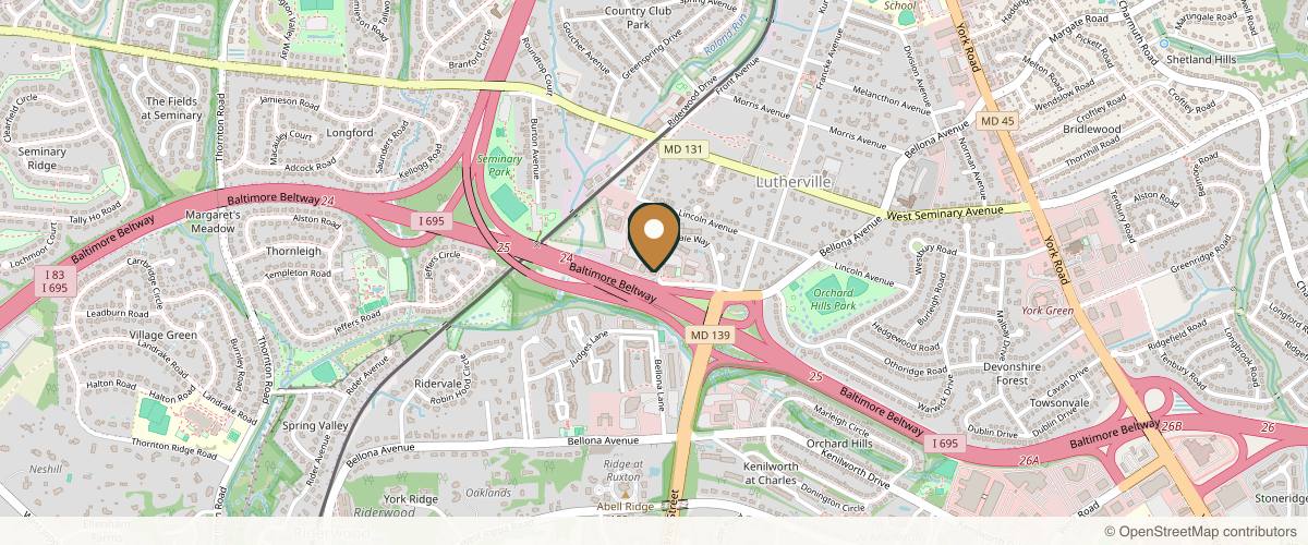 Map showing Dr. Adam Basner Plastic Surgery in Baltimore, Maryland