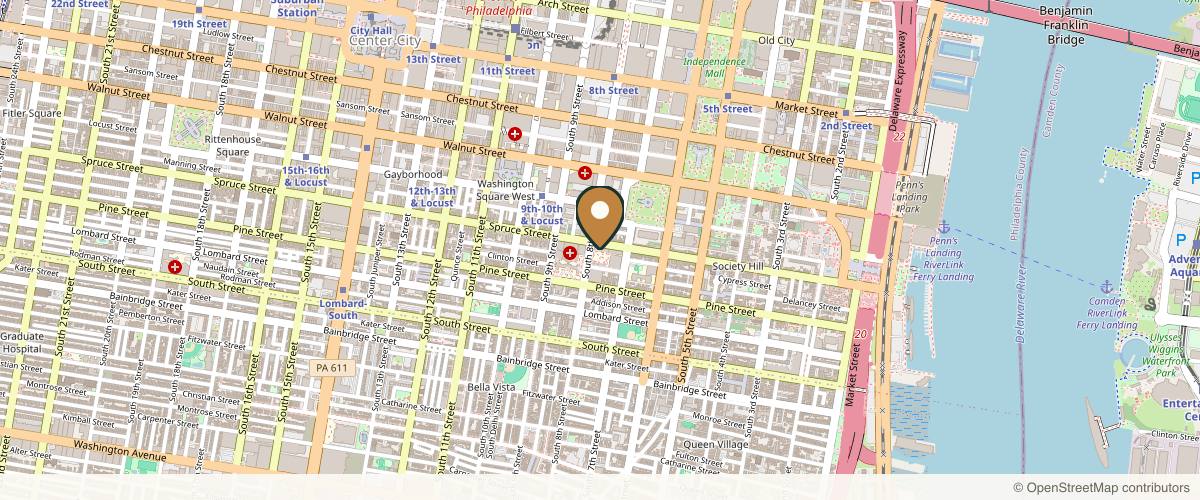 Map showing Dr. Adrian Lo in Philadelphia, Pennsylvania
