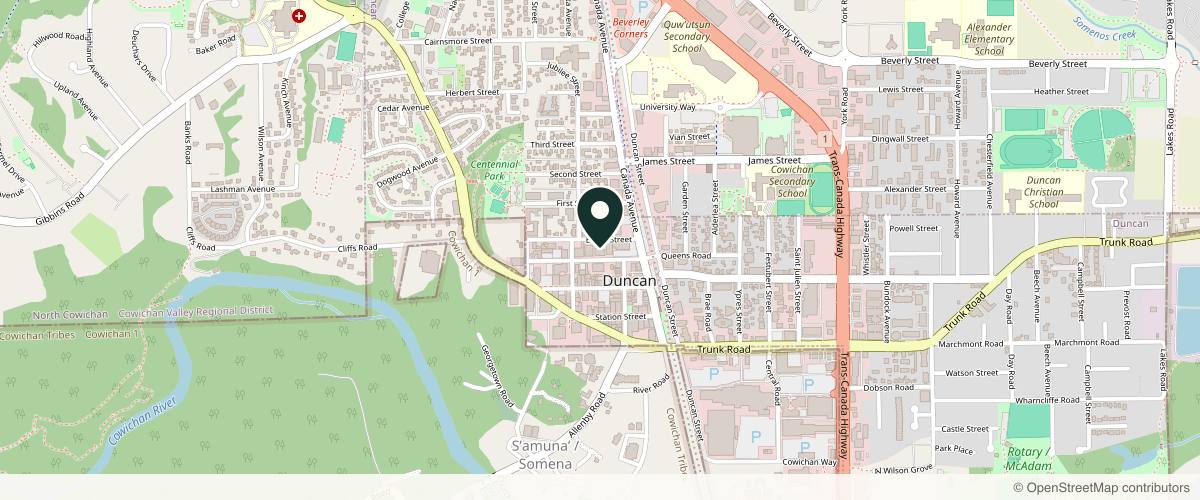 Map showing Dr Anzarut Plastic Surgery in Nanaimo, British Columbia