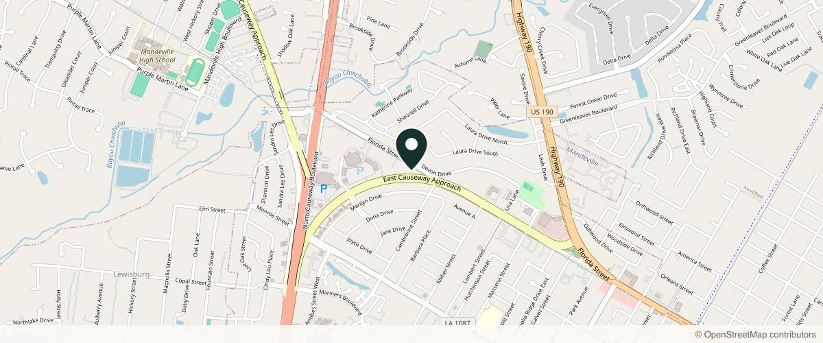 Map showing Dr. Benjamin J. Boudreaux, MD in Mandeville, Louisiana