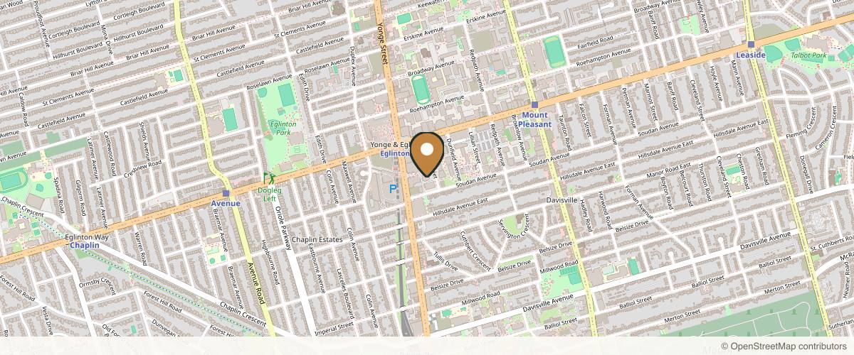 Map showing Dr. Brett Beber - Toronto Plastic Surgeon in Toronto, Ontario