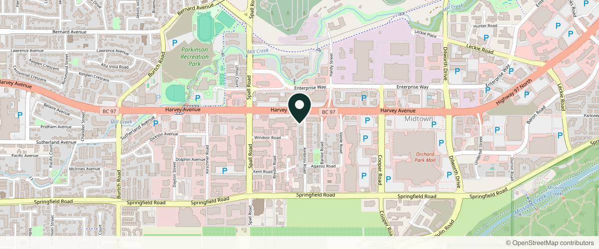Map showing Dr. Brian J. Miller in Kelowna, British Columbia