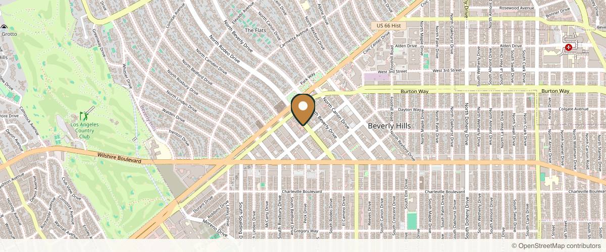 Map showing Dr. Cat Plastic Surgery in Beverly Hills, California