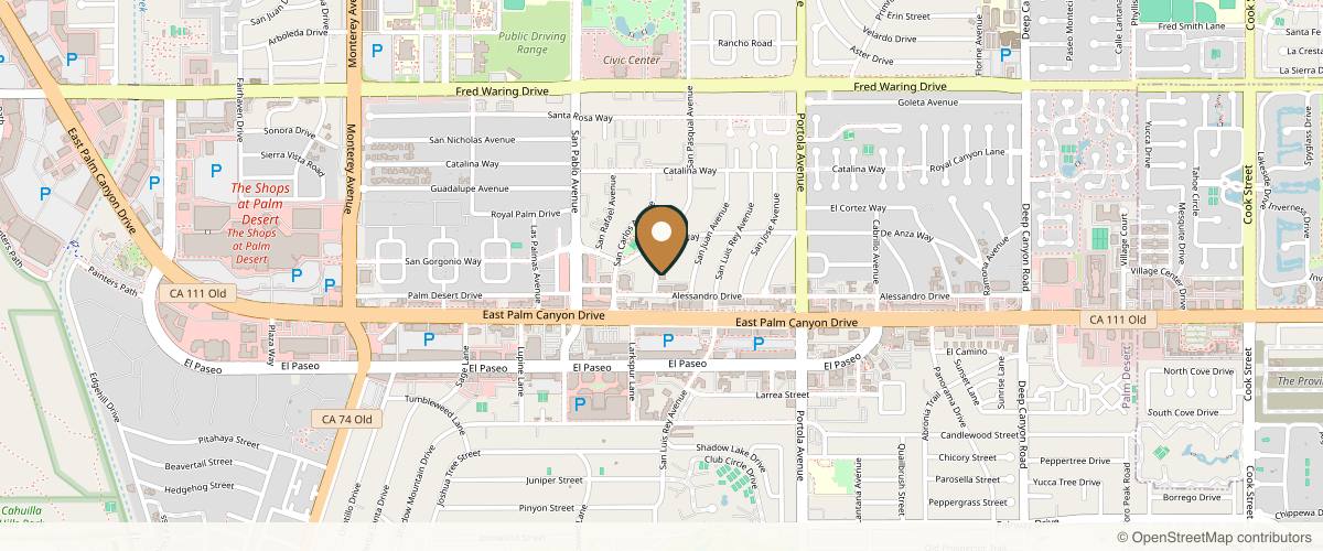 Map showing Dr. Celeste Nagy at Cosmetic Surgery Institute Palm Desert in Palm Springs, California