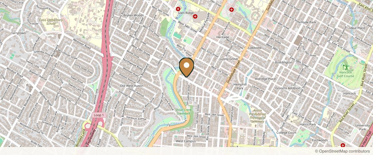 Map showing Dr. Christine Fisher MD, FACS in Austin, Texas