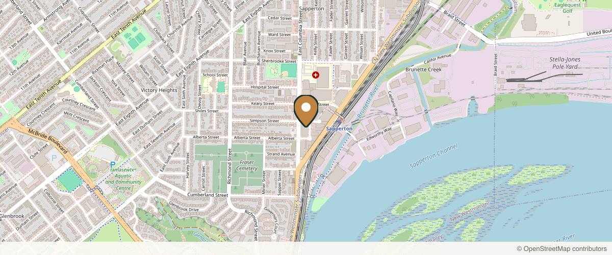 Map showing Dr. Colin McInnes Plastic Surgery in Surrey, British Columbia