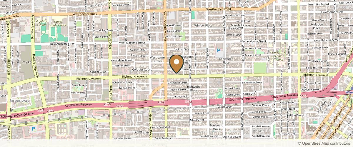Map showing Dr. Courtney Plastic Surgery in Houston, Texas