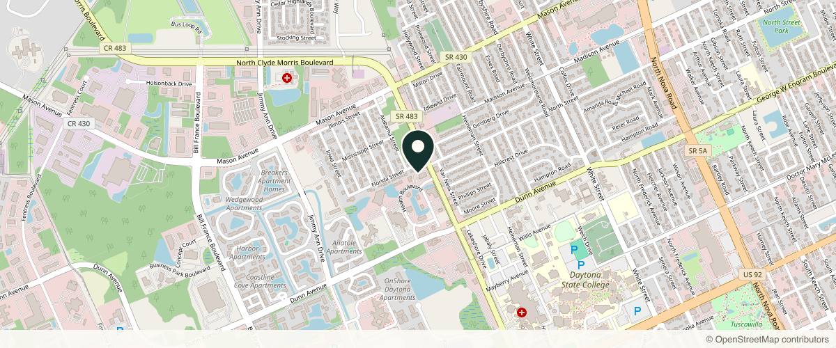 Map showing Dr. Curt Schalit, FACS in Daytona Beach, Florida
