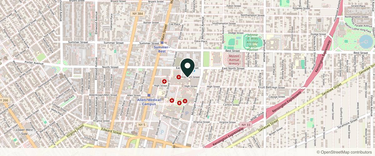 Map showing Dr. Danielle Dauria in Buffalo, New York