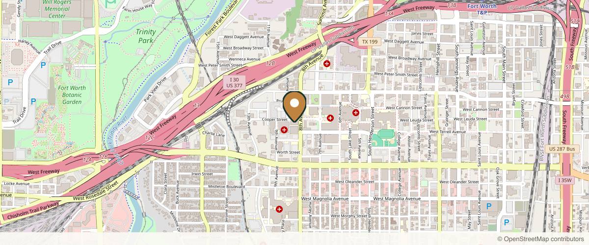 Map showing Dr. Danielle M. Leblanc, MD in Fort Worth, Texas