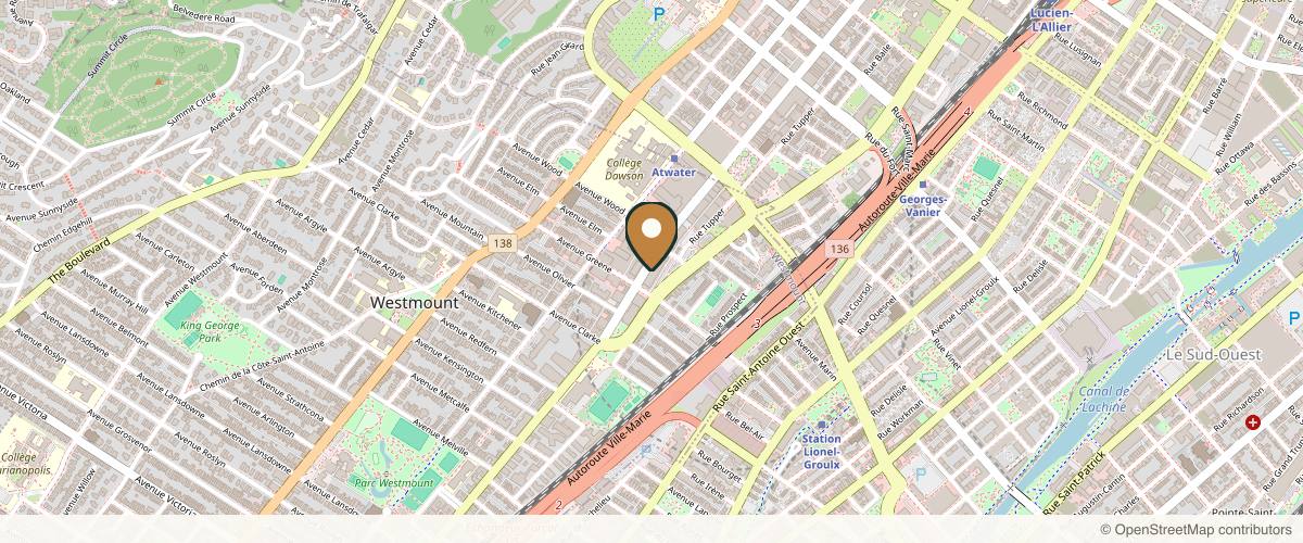 Map showing Dr David Mok Plastic Surgeon Montreal | Breast Augmentation | Mommy Makeover / Métamorphose de maman | Abdominoplasty in Montreal, Quebec
