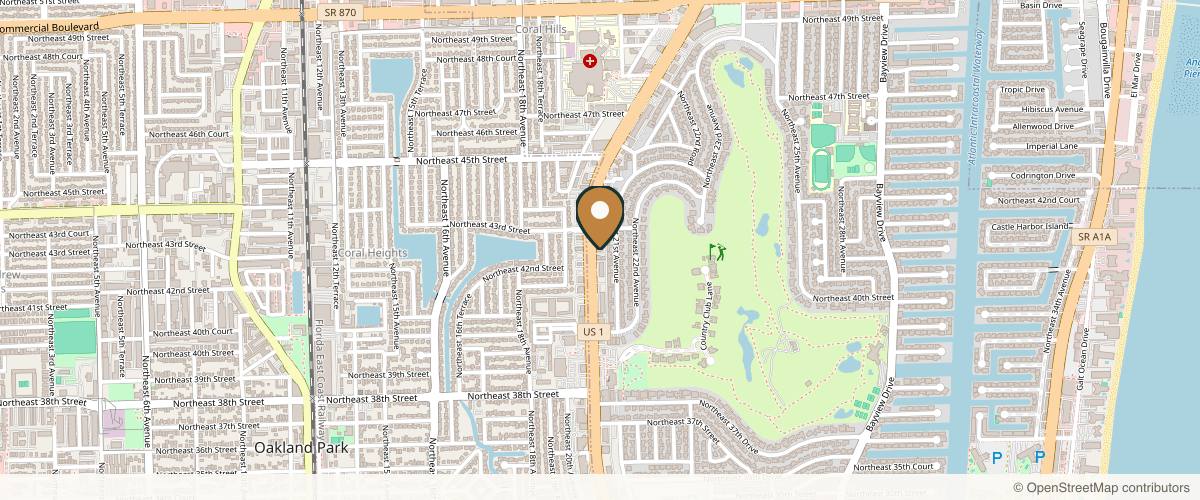 Map showing Dr. Don R. Revis Jr, MD South Florida Plastic Surgery Associates in Fort Lauderdale, Florida