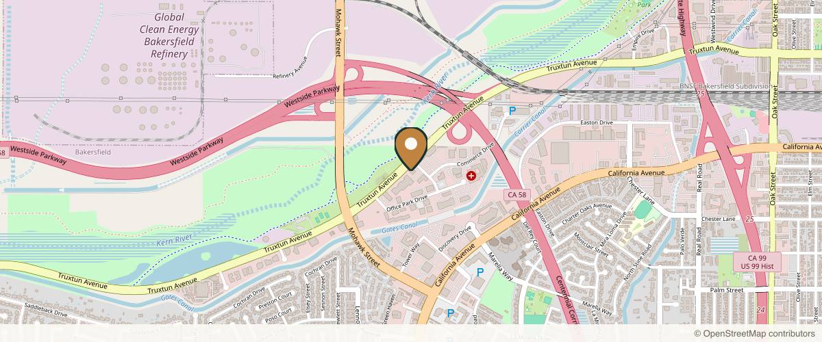 Map showing Dr Edmund Fisher ENT, Sinus & Facial Plastic Surgery in Bakersfield, California