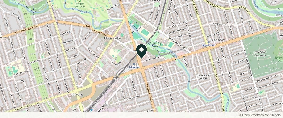 Map showing Dr. Elena Poulos - Medical & Cosmetic Dermatologist in Toronto, Ontario