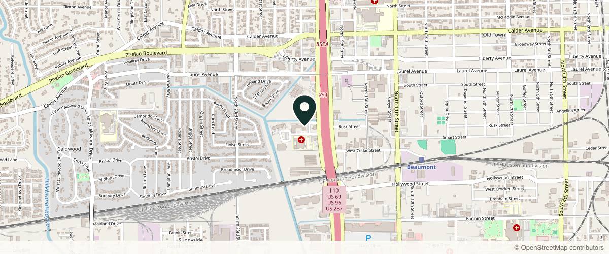 Map showing Dr. Eric Hamill in Beaumont, Texas