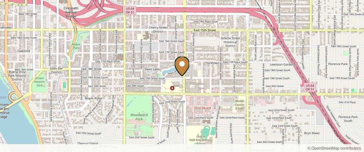 Map showing Dr. Eugene B. Garber Jr, MD in Broken Arrow, Oklahoma