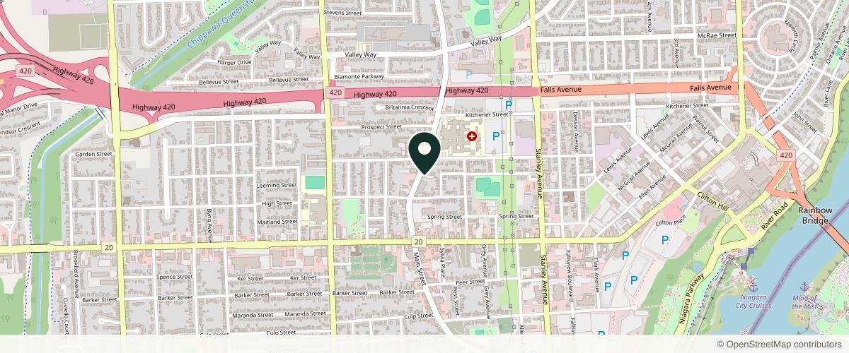 Map showing Dr. Huq in St. Catharines, Ontario