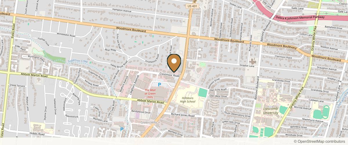 Map showing Dr. J. J. Wendel Plastic Surgery in Nashville, Tennessee