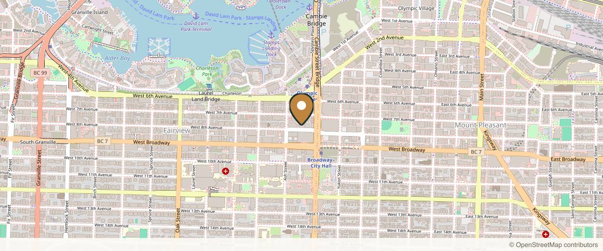 Map showing Dr. Janine Roller at Pacific Plastic Surgery Group in Vancouver, British Columbia